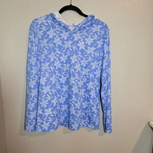 Sky Blue and White Floral Hoodie